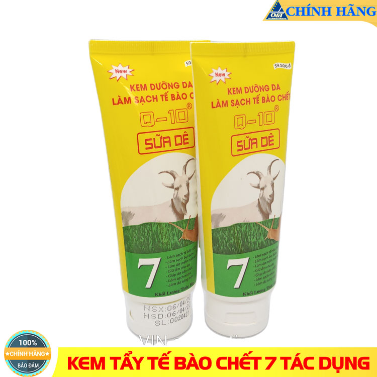 Kem tẩy tế bào chết dưỡng trắng da mặt Q-10 sữa dê