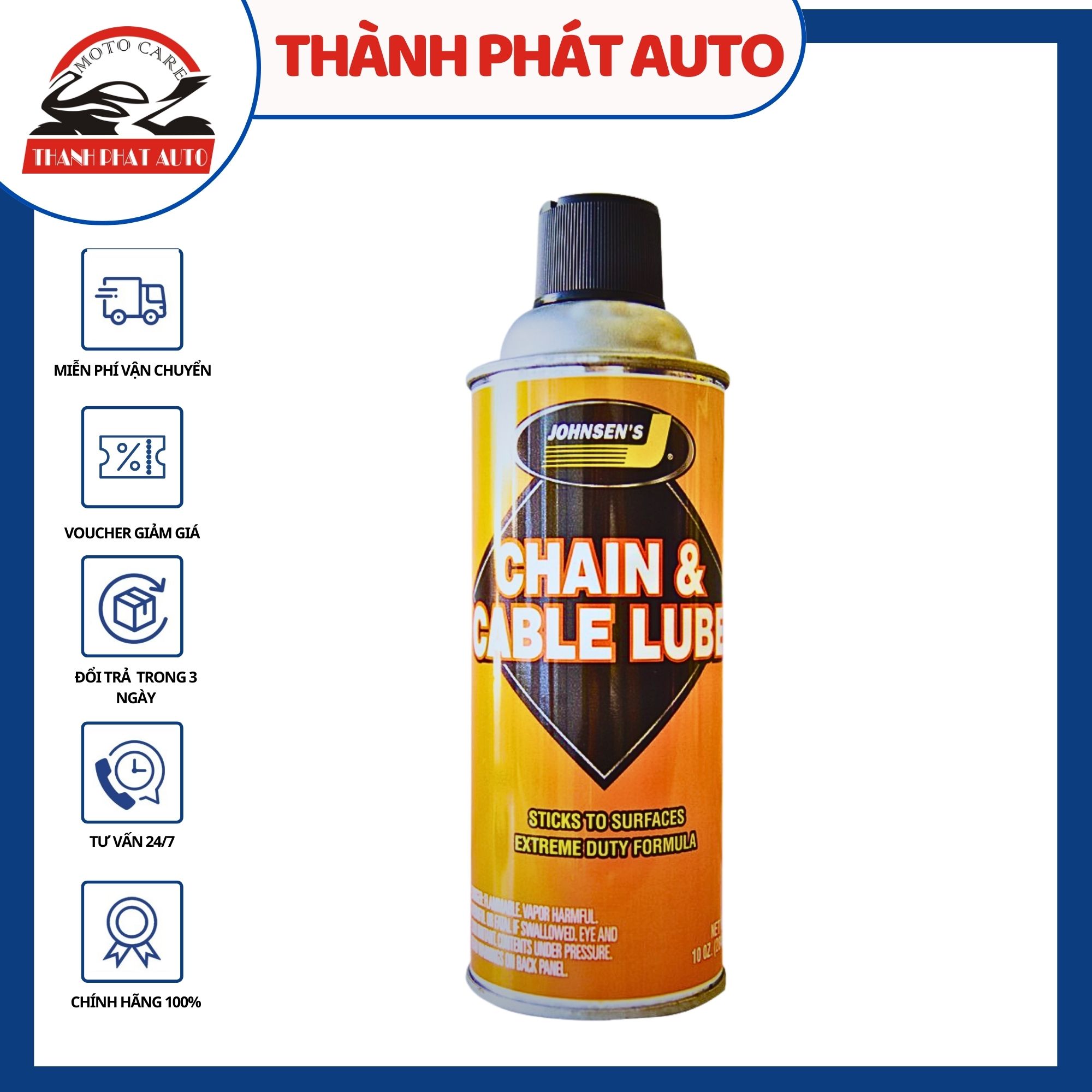 [HCM]Chai xịt dưỡng sên chống sét Johnsens Chain & Cable Lube 400ml (Cam)