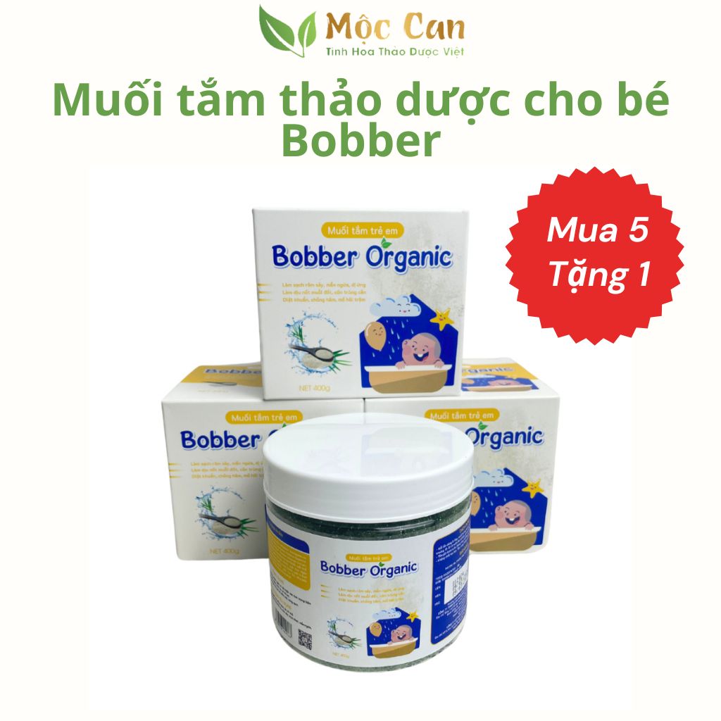 Muối tắm cho bé thảo dược thiên nhiên Bobber, làm sạch, mẩn ngứa, dị ứng, chàm sữa, hăm tã, giữ ẩm da cho bé hộp 400g