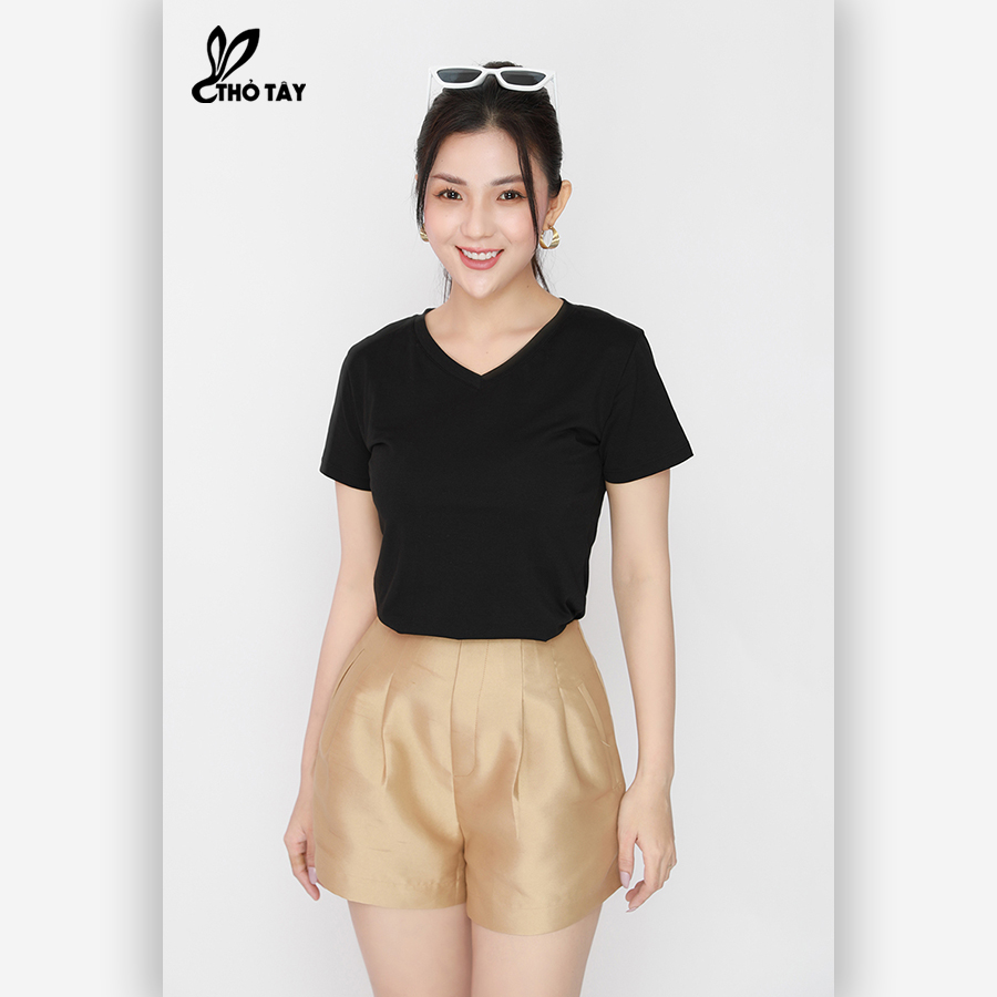 Áo Thun Nữ Trơn Cổ Tim Nhiều Màu - THỎ TÂY