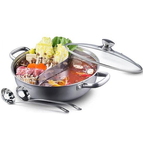 Bộ nồi lẩu 2 ngăn kèm 2 vá lock&lock-lcm2288