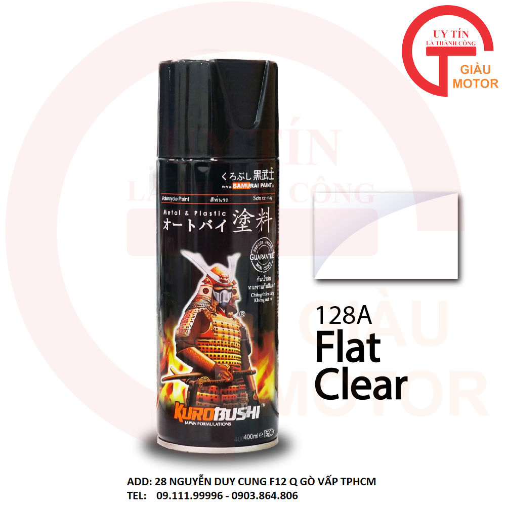 [HCM]SƠN SAMURAI MÀU TIÊU CHUẨN 128A MÀU TRONG MỜ FLAT CLEAR