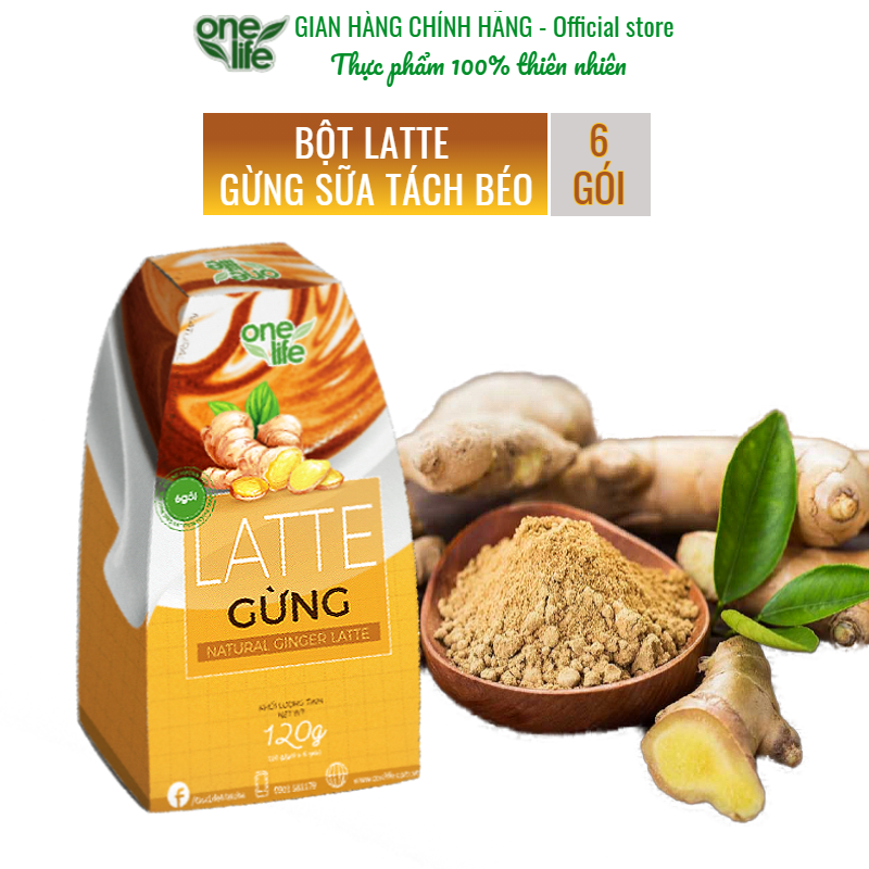 [Free ship & Quà tặng thiên nhiên] Hộp 6 gói Bột hòa tan uống liền gừng sữa Gừng Latte thơm ngon béo bùi OneLife