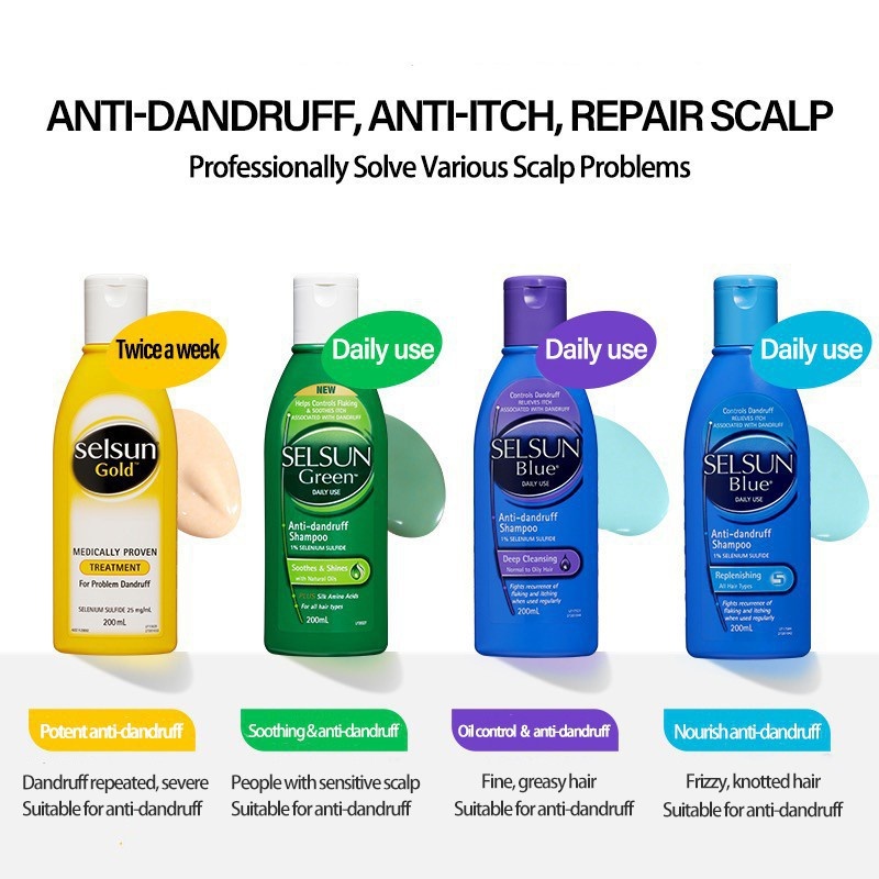 Dầu gội selsun úc nổi tiếng ngăn ngừa gàu gãy rụng 200ml selsun anti dandruff shampoo treatment 200ml exp:5/2025