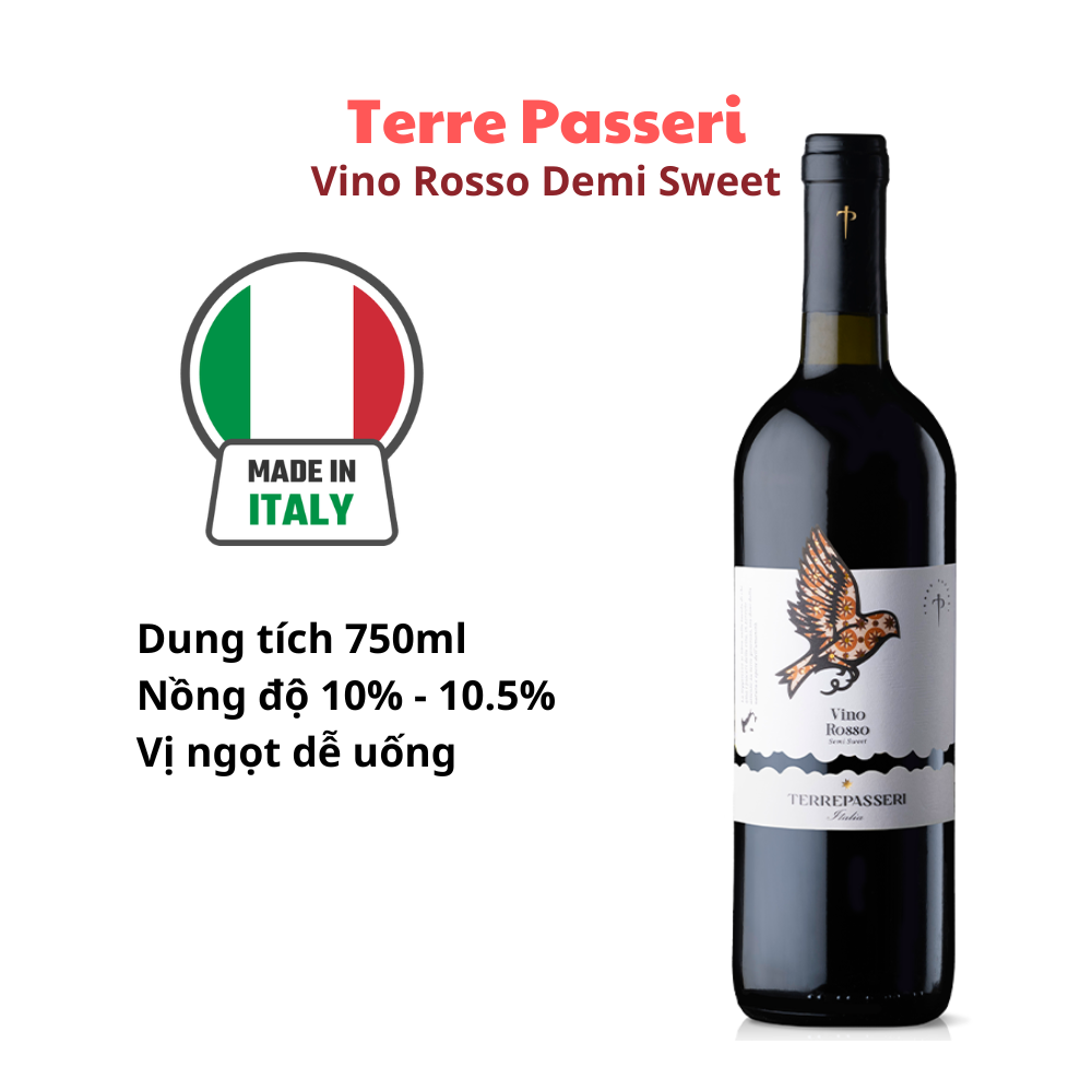 Vang Ngọt Terre Passeri Vino Rosso Demi Sweet - Red Wine