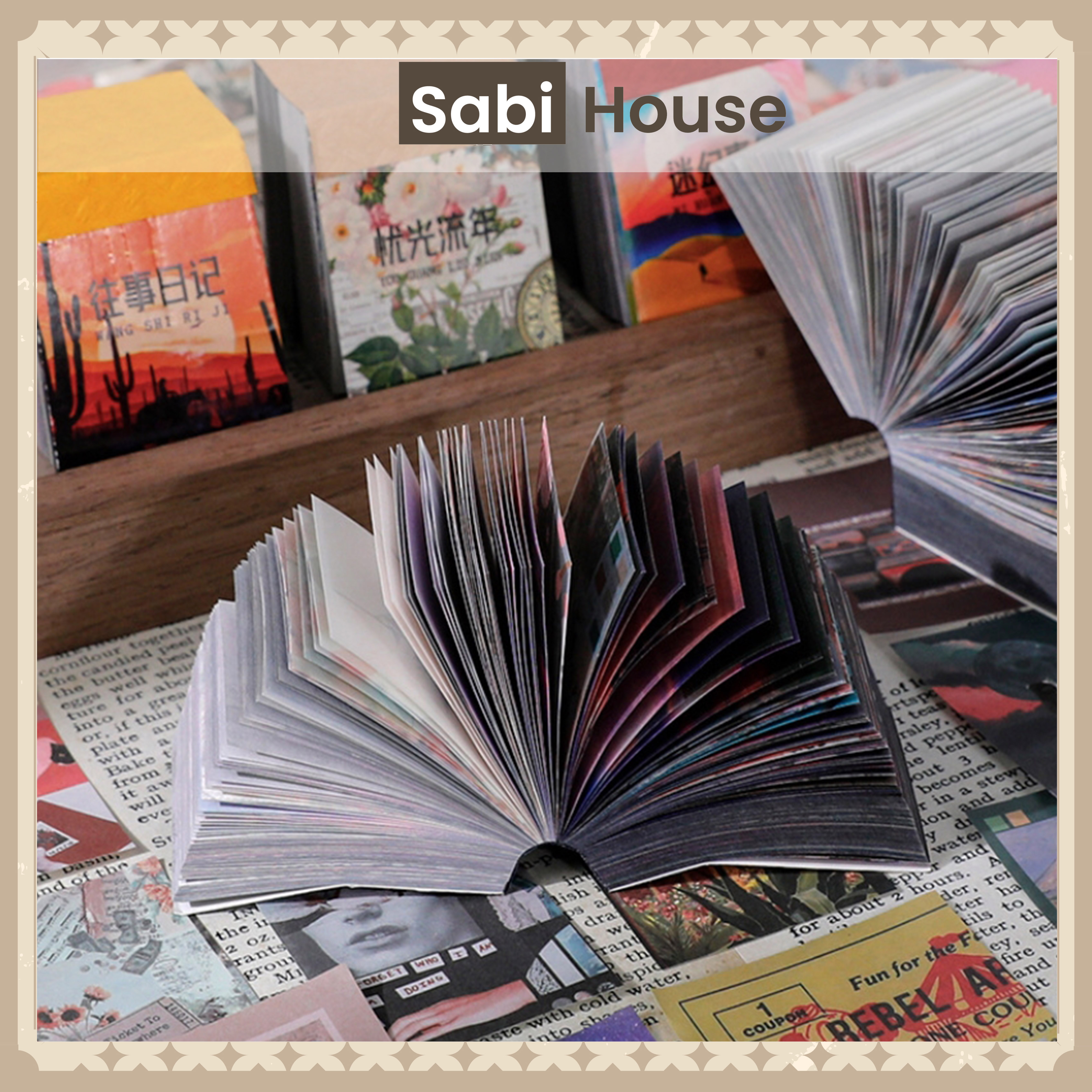 Quyển 400 trang giấy nền vintage trang trí sổ tay bullet journal