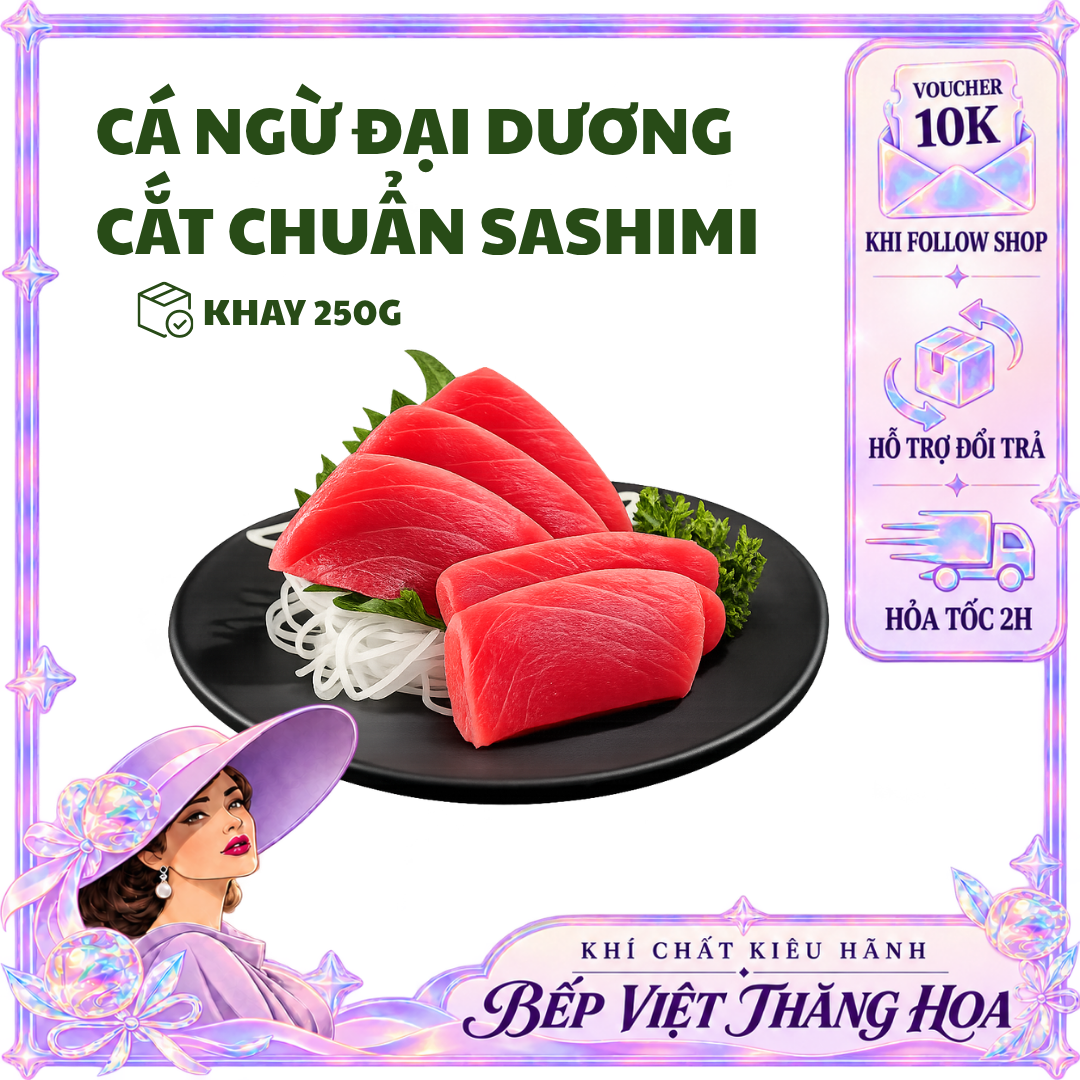 [HỎA TỐC HCM] Cá Ngừ đại dương cắt lát chuẩn Sashimi tươi ngon bổ dưỡng - Khay 250gr