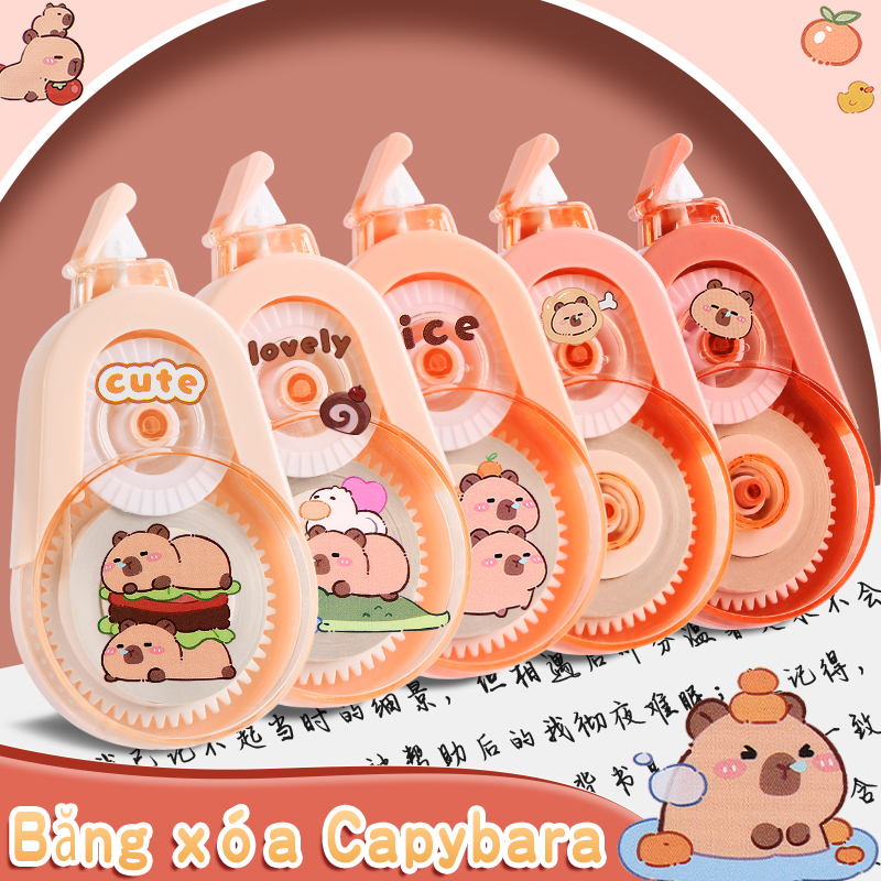 Set 5 băng xóa văn phòng phẩm,Capybara Cuộn Băng Keo Xóa Mờ Sức Chứa Lớn Trong Suốt Tiện Dụng Thay đổi băn