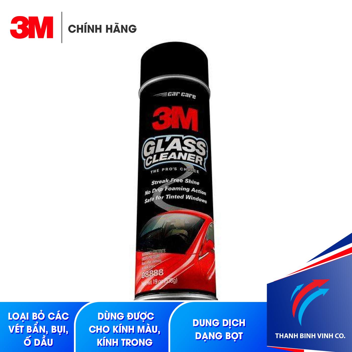 Dung dịch rửa kính ô tô 3M 08888, không nhỏ giọt, tạo bọt bám trên bề mặt thẳng đứng