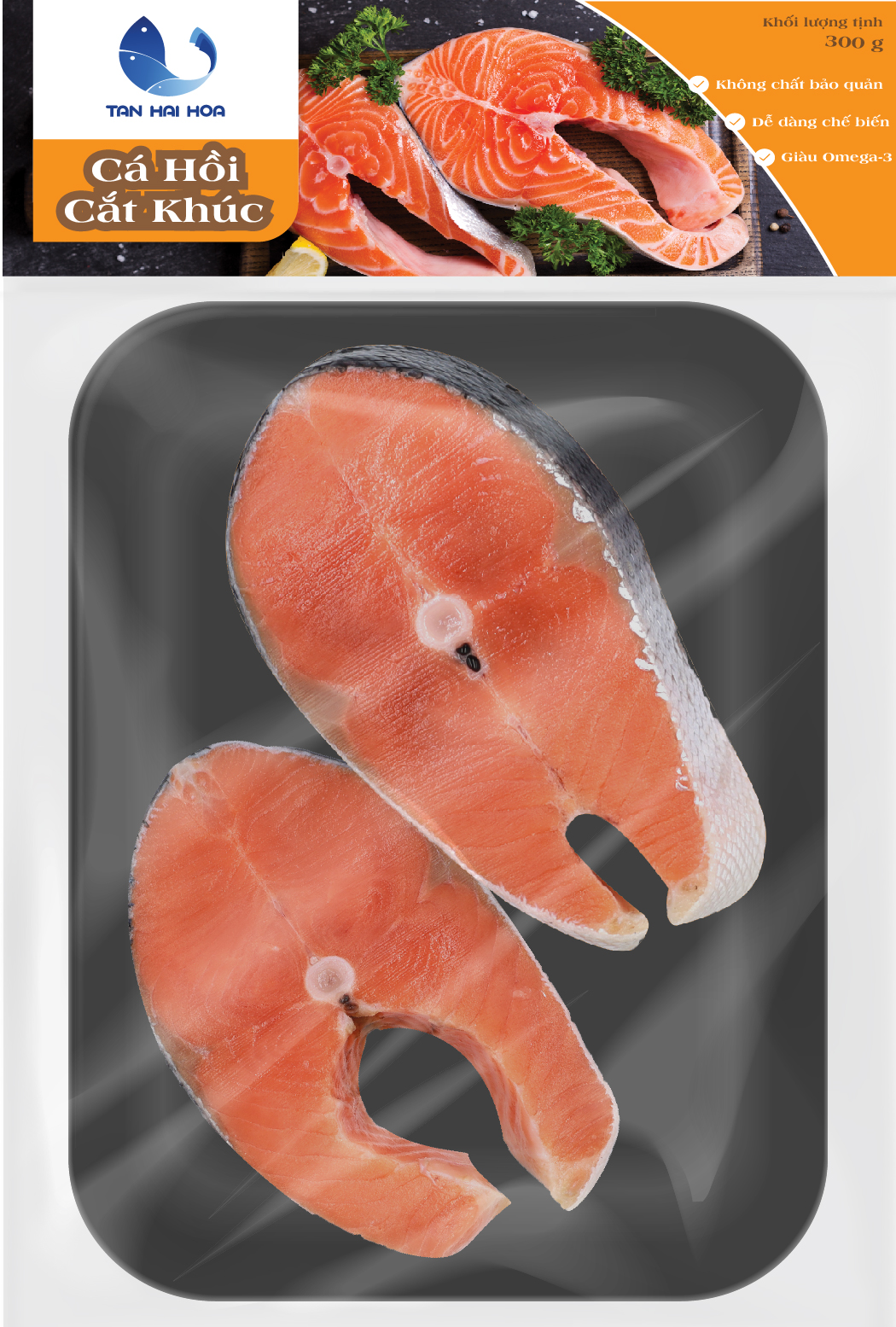 Cá Hồi Cắt Khúc Tân Hải Hòa Khay 300G [Chỉ giao TP.HCM]