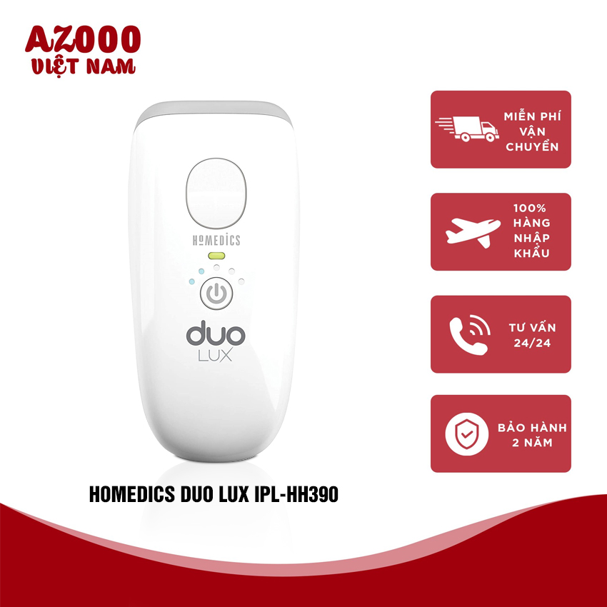 [FREESHIP + QUÀ ] Máy Triệt Lông Cá Nhân Homedics DUO LUX IPL-HH390 (300,000 Flashes), Công Nghệ Kép IPL&AFT, Cảm Biến Màu Da, Sản Phẩm Chính Hãng AZ09 - Azooo Comestic