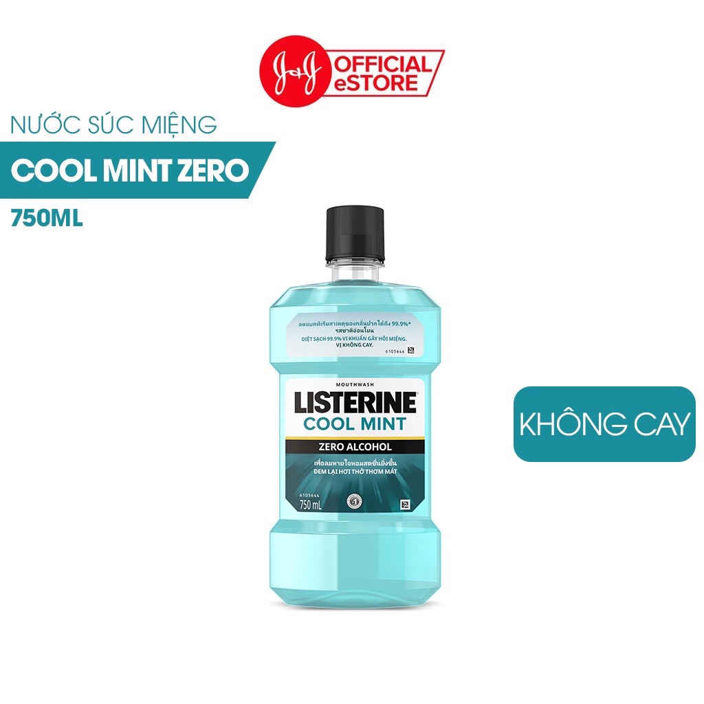 Nước súc miệng listerine không cay giúp hơi thở thơm mát - listerine cool mint zero - dung tích 750ml