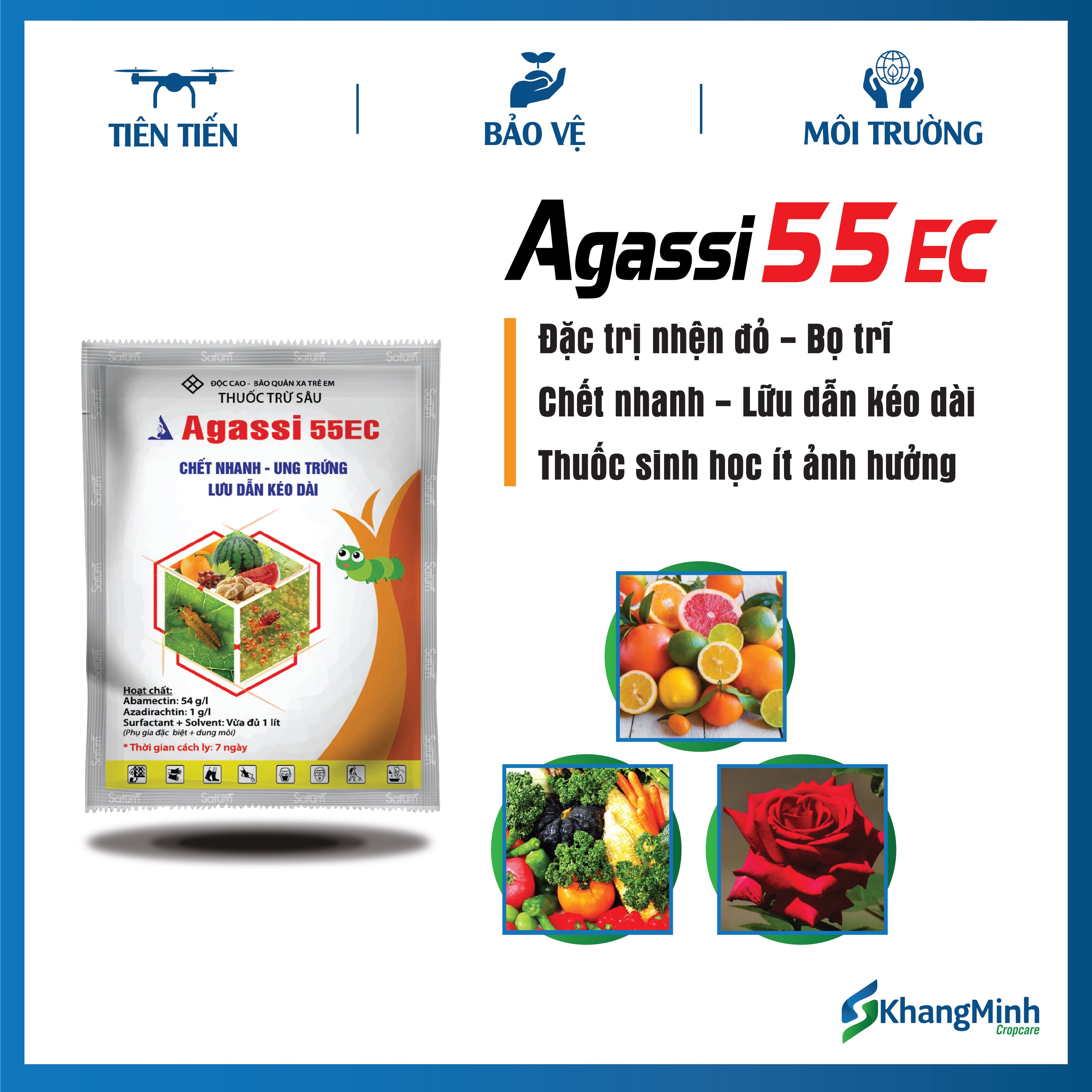 Thuốc trừ sâu Agassi 55EC gói 12.5ml - Trừ nhện đỏ, bọ trĩ - Hiệu quả nhanh, lưu dẫn kéo dài - Tác động mạnh, sạch sâu nhanh chóng