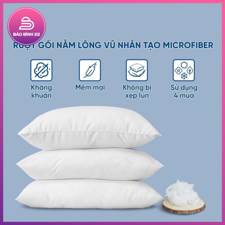 Ruột gối lông vũ nhân tạo cao cấp, gối căng phồng êm mềm chuẩn gối khách sạn