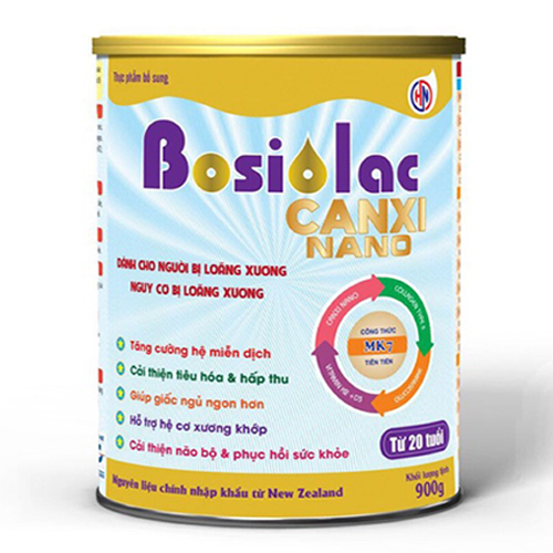 Sữa bột bosiolac canxi nano dành cho người loãng xương - nguy cơ bị loãng xương, lon 900g