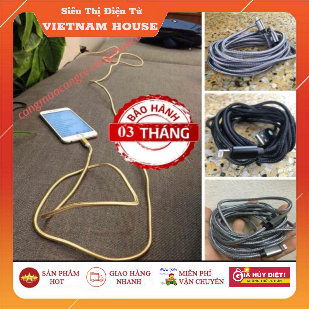 🔴CHẤT LƯỢNG>> CÁP SẠC DÂY DÙ SAMSUNG - IPHONE DÀI 3M CHUẨN - LOẠI 1.