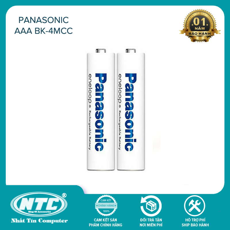 Combo 2 pin sạc AAA Panasonic 750mAh BK-4MCC loại rời - tiếng Nhật (Trắng) - Nhất Tín Computer