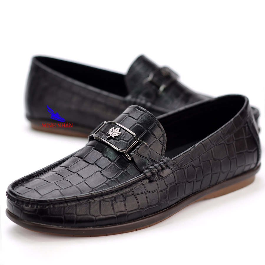 Giày mọi nam da bò lá bất tử mẫu mới nhất năm Giày lười nam đế bệt da bò Giày xỏ giày mọi nam cao cấp không bao giờ lỗi mốt da nhăn da bò dày hàng hiệu giá rẻ M-15 màu đen