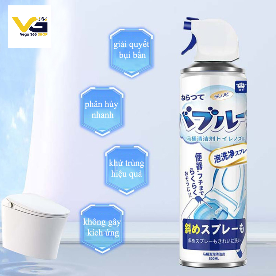 Chai Xịt Bọt Hitechlife Vệ Sinh Bồn Cầu Toilet Dung Tích 500 Ml Tẩy Rửa Mọi Vết Bẩn Hương Chanh Thơm Mát