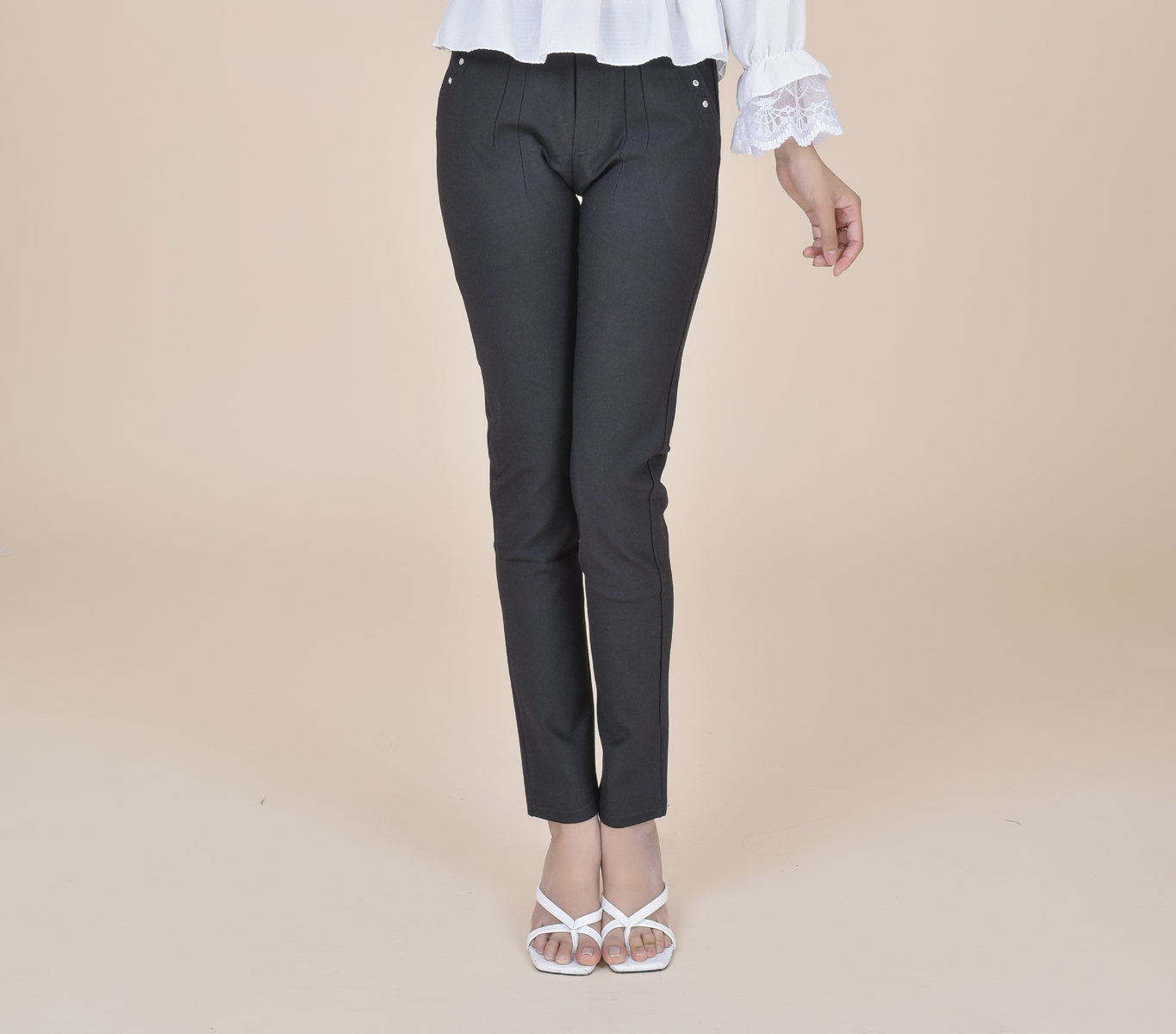 Quần dài nữ thun coton co giản lưng chum đính 2 nút đá túi thời trang công sở phù hợp đi chơi đi làm Qth06