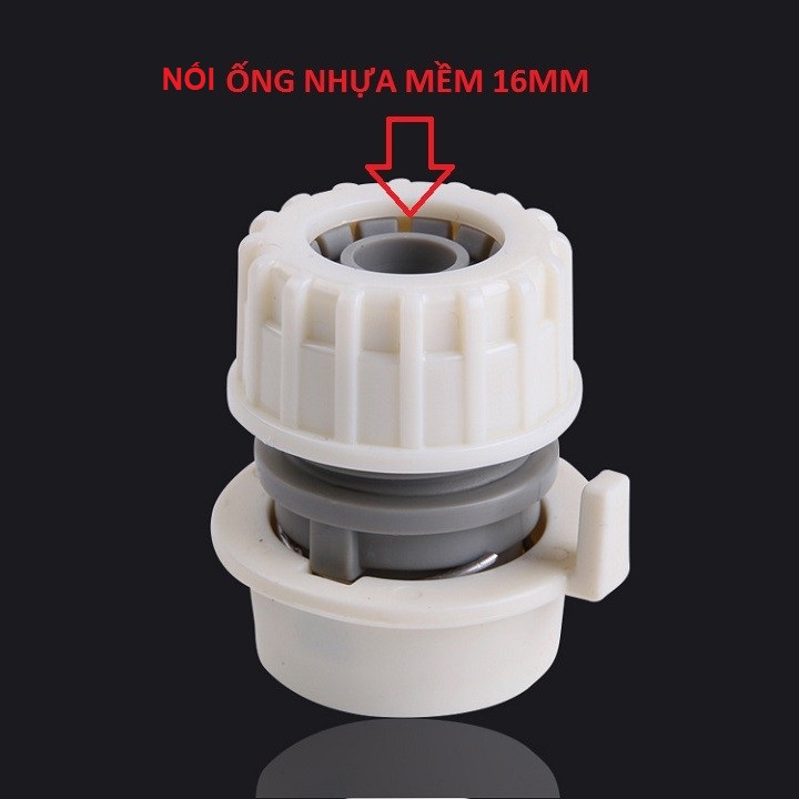 Đầu khớp nối trắng có ron ra ống 16mm - 000714