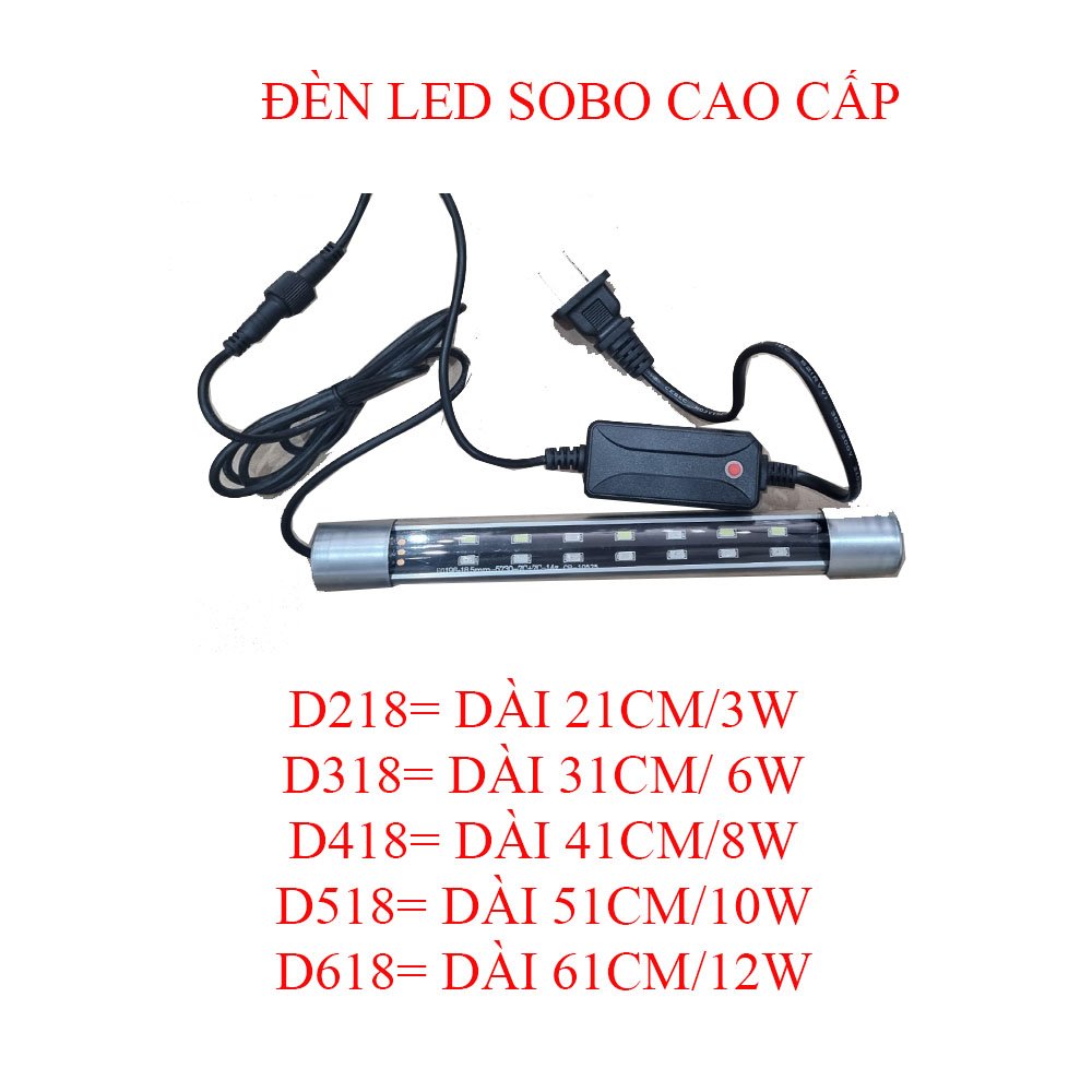 Đèn led sobo t8 2 hàng bóng 3 chế độ màu tùy chỉnh cho hồ cá