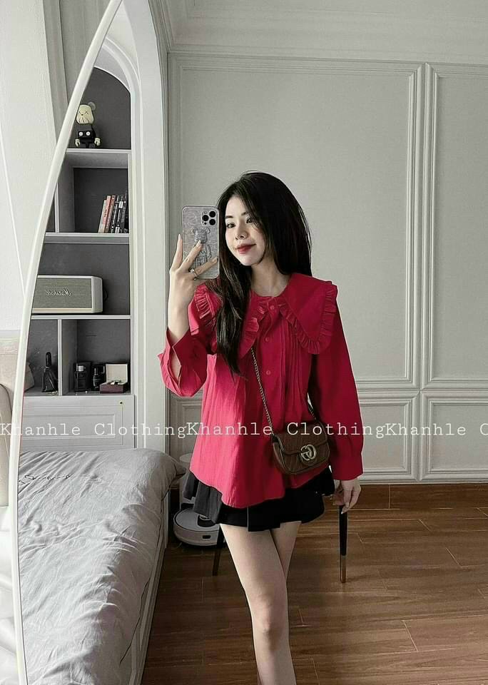 Áo kiểu tay dài, cổ 2 lá ,xếp ly ngực ,kiểu dáng nhẹ nhàng ,uttgr274