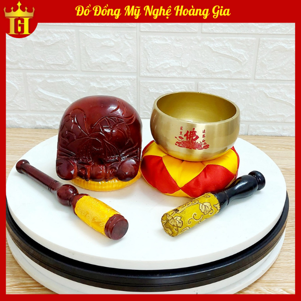 Chuông mõ tụng kinh 4in kèm dùi đế hàng đẹp