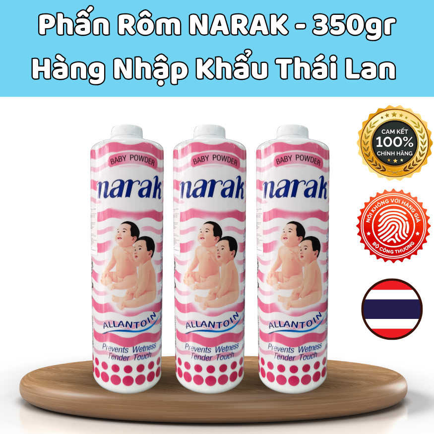 Phấn Rôm NARAK - 350gr Hàng Nhập Khẩu Thái Lan ,Bảo vệ da bé khỏi ẩm ướt ,Dùng Được Cho Nghành Tóc, chính hãng.
