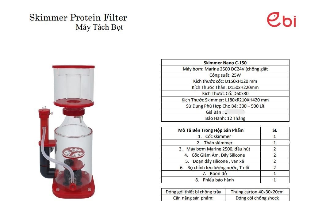 Skimmer tách protein cho hồ cá biển giành cho hồ 600-1000lit - - máy tách bọt / protein skimmer