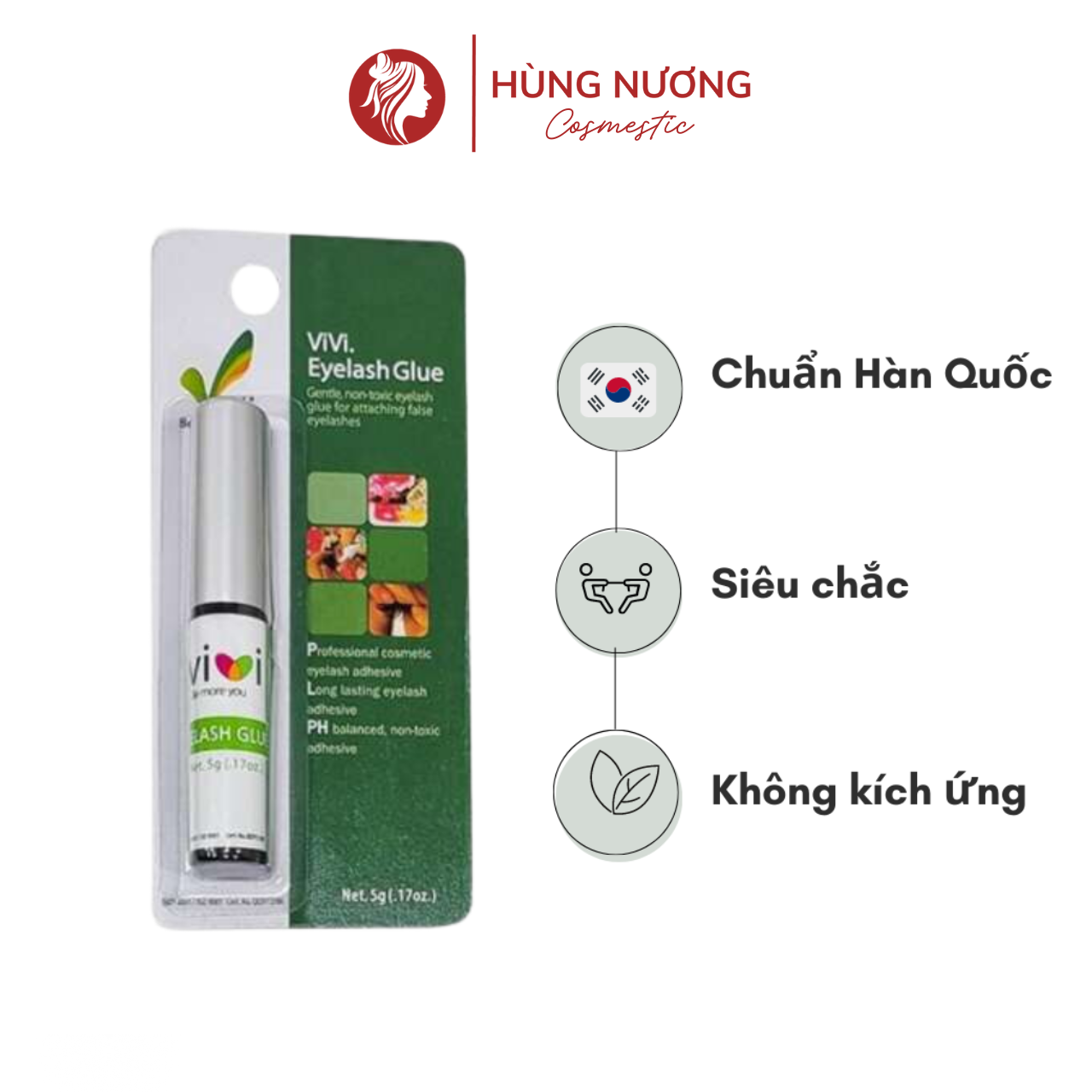 Keo dán mi ViVi Eyelash Glue 5g có 2 màu trắng và đen, keo dán mi giả hàn quốc