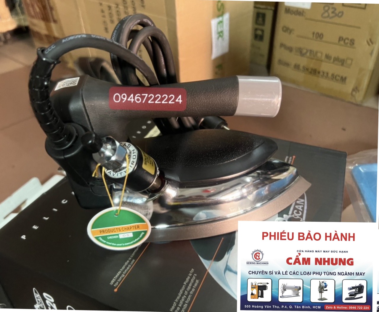 Bàn ủi công nghiệp hơi nước bình treo pen 520 hình thật bảo hành 6 tháng