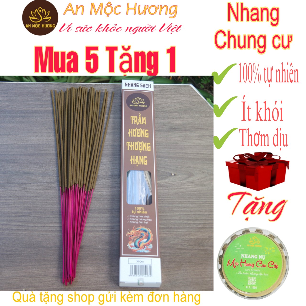 Nhang Trầm Hương Thượng Hạng- An Mộc Hương, nhang trầm cao cấp nguyên liệu tự nhiên, nhang trầm sạch, nhang thơm cao cấp, nhang ít khói