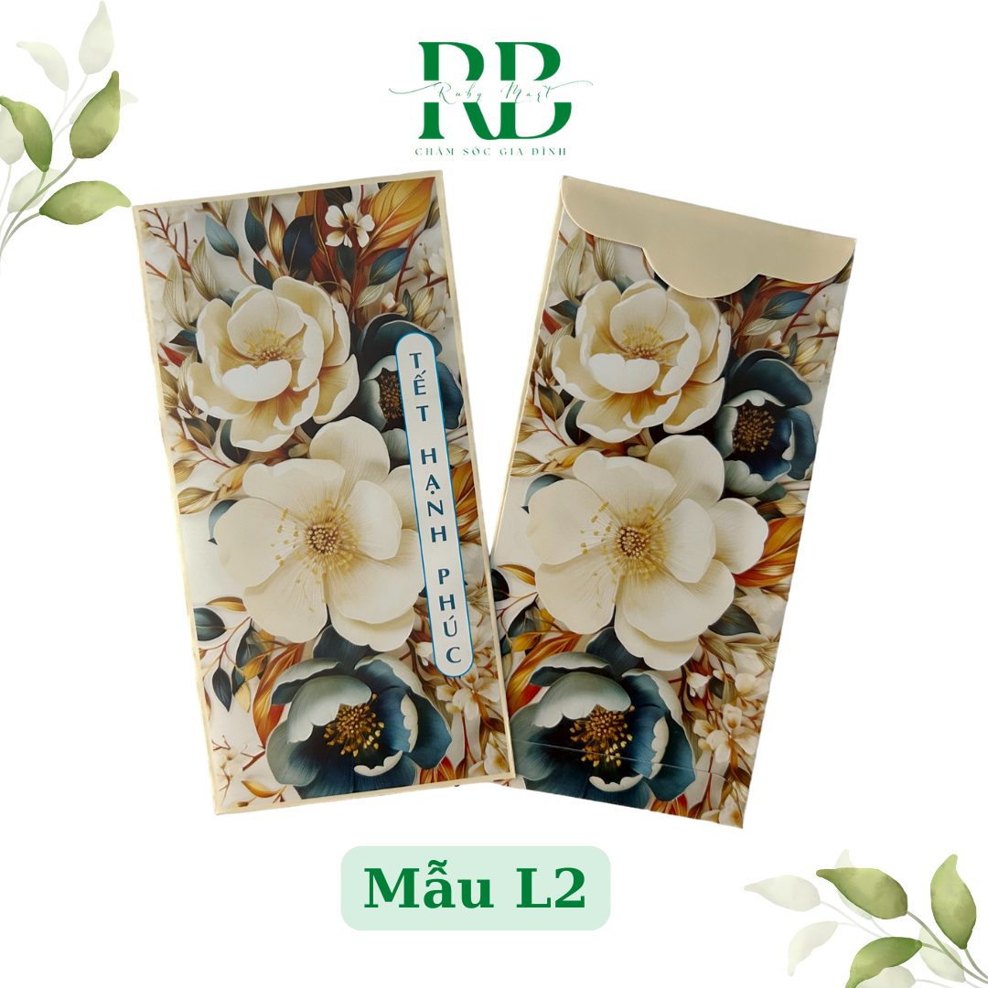 Phiên bản giới hạn bao lì xì tết 2024 giáp thìn mẫu hoa lá được chọn mẫu, bao lì xì mừng tuối sang trọng