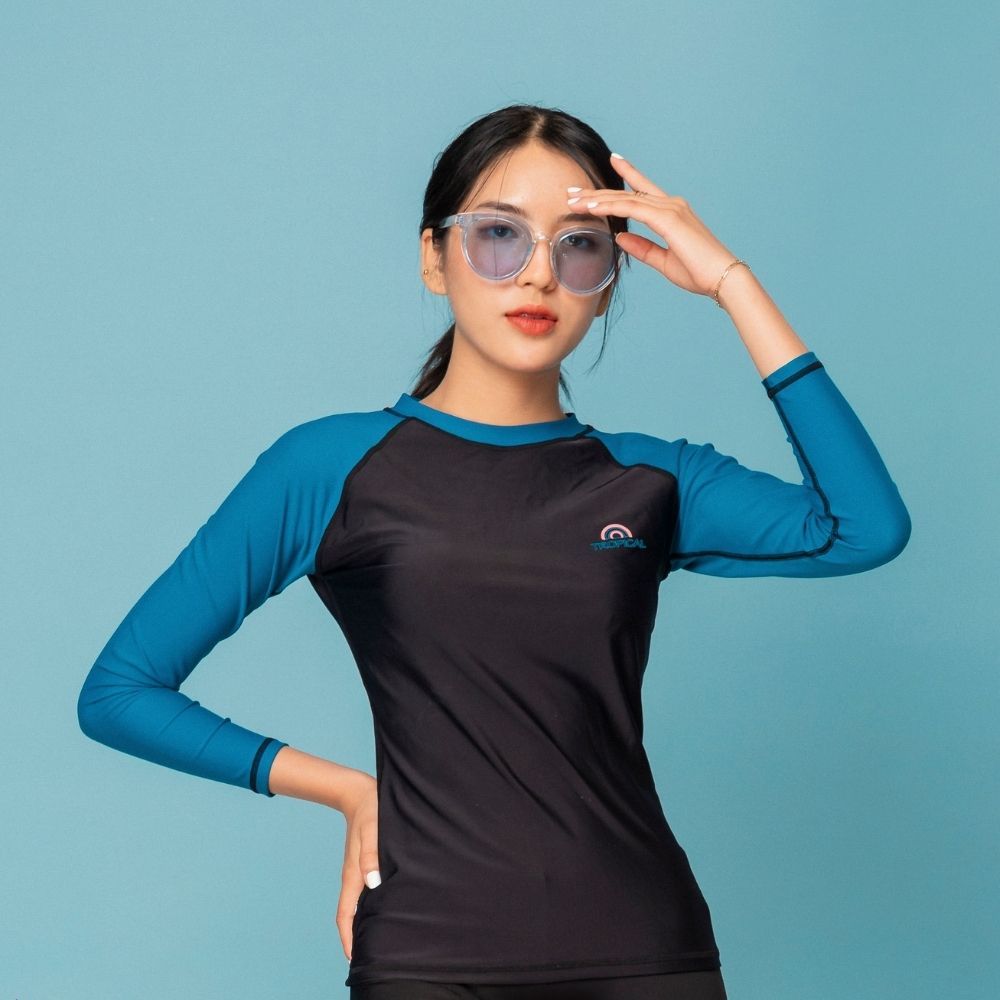 Áo bơi nữ tay dài - basic tropical