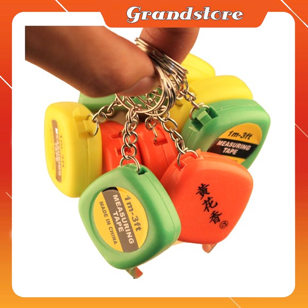 Móc khóa thước đo mini 1m kéo rút cuộn 2 mặt tiện lợi nhỏ gọn cute, thước mét feet dây inox dẻo đa năng đo eo, may đồ...