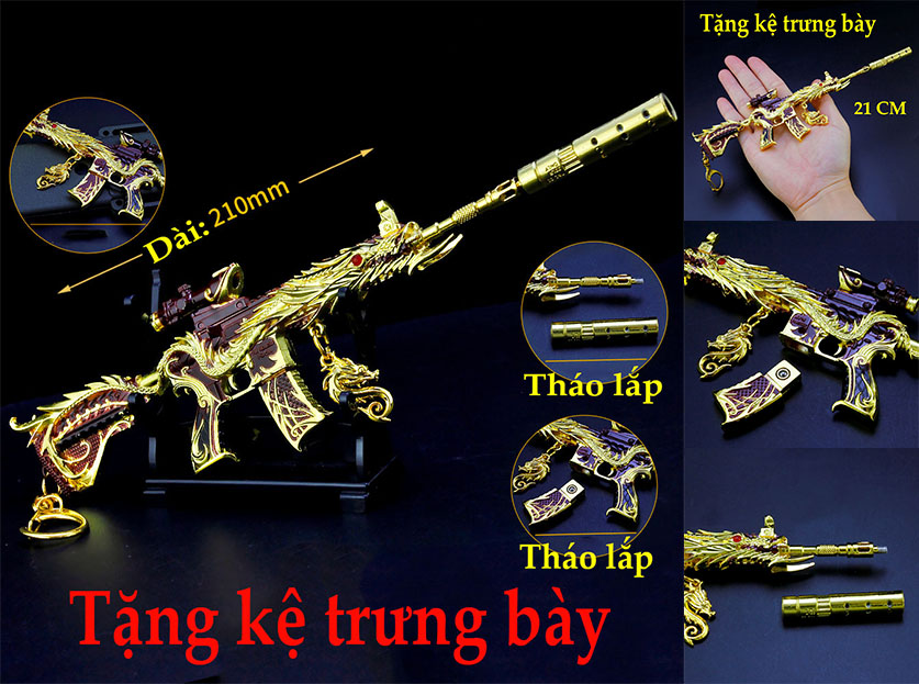 Móc khóa khẩu m416 skin rồng vàng trong pubg