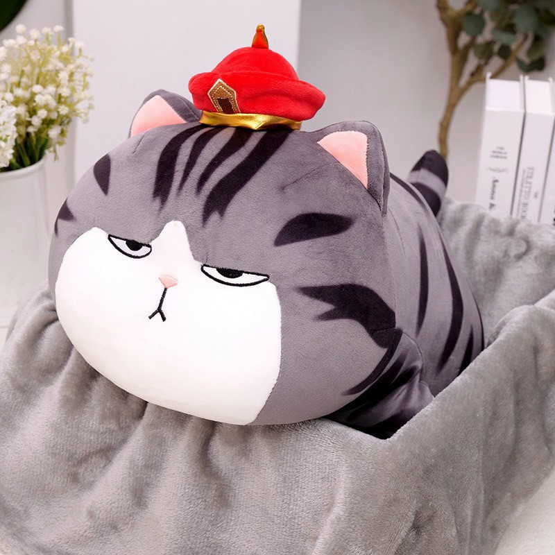 [SẴN HÀNG]BỘ CHĂN GỐI MỀN 2IN1 MÈO BÔNG HOÀNG THƯỢNG NẰM 60Cm, THIẾT KẾ KÈM MỀN THUẬN TIỆN. GẤU BÔNG MÈO HOÀNG THƯỢNG GIÁ RẺ