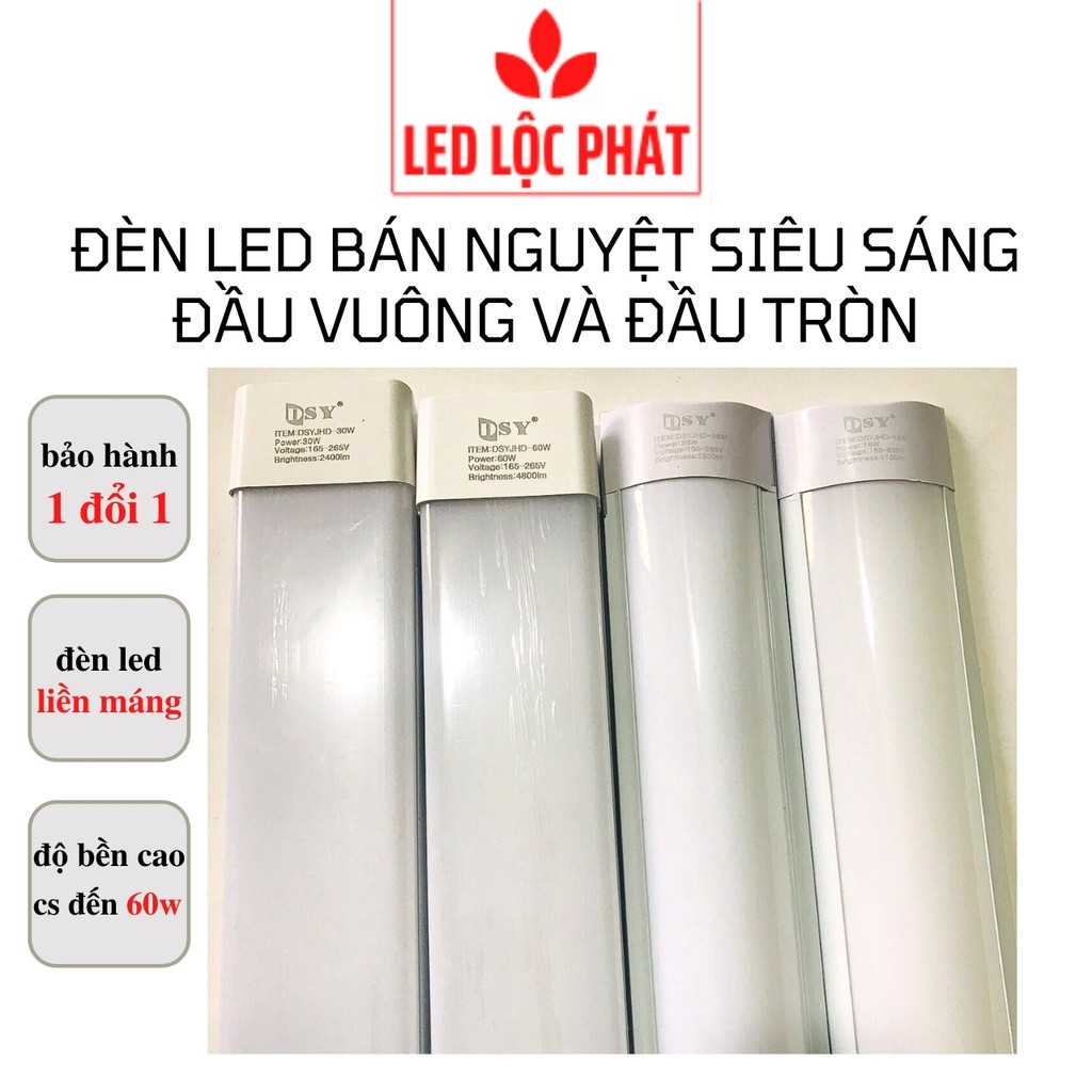 Đèn led bán nguyệt 1m2 6 tất 60w 36w siêu sáng, đèn tuýp led liền máng bán nguyệt