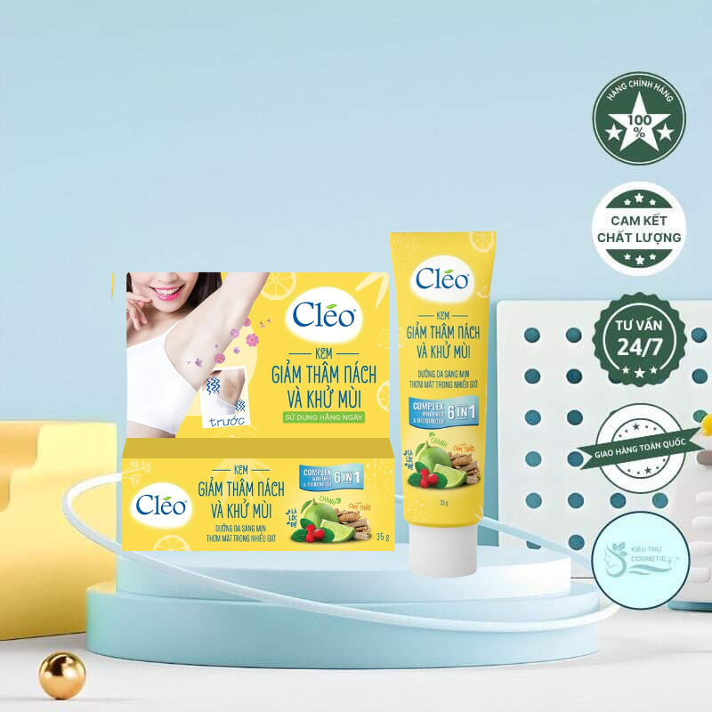 Kem Giảm Thâm Nách & Khử Mùi, Dưỡng Da Sáng Mịn 6 Trong 1 CLEO Complex Whitener & Deodorizer - Tube 35g - Hàng Chính hãng