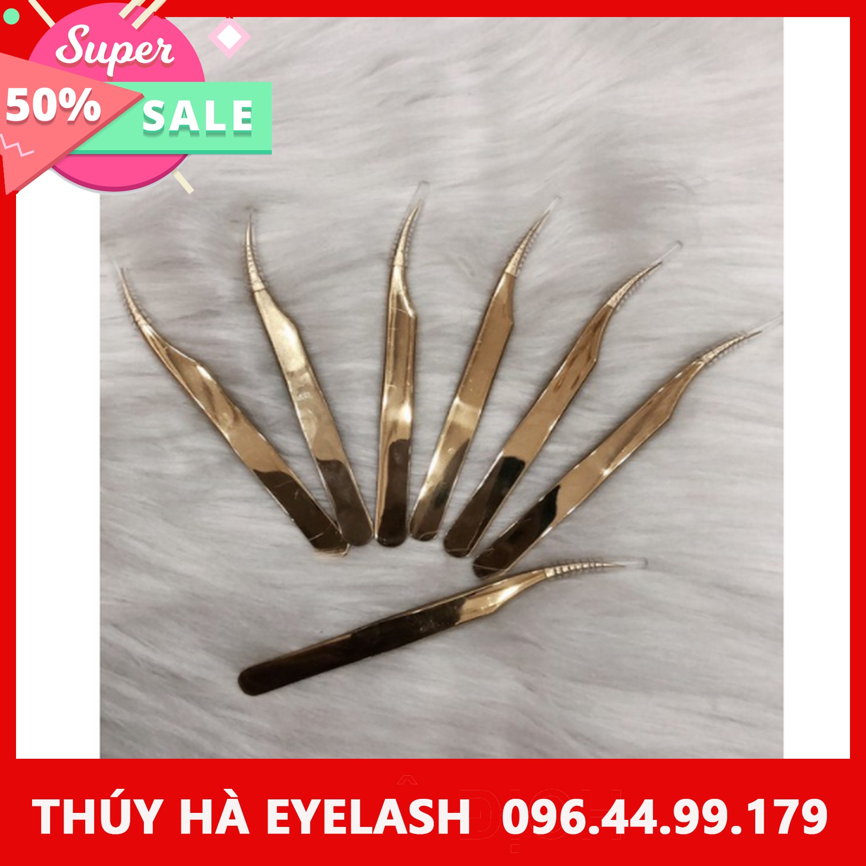 Cặp nhíp găp classic +tách heo vàng _dụng cụ nối mi_keo nối mi_uốn mi_mi khay_mi fan_THÚY HÀ