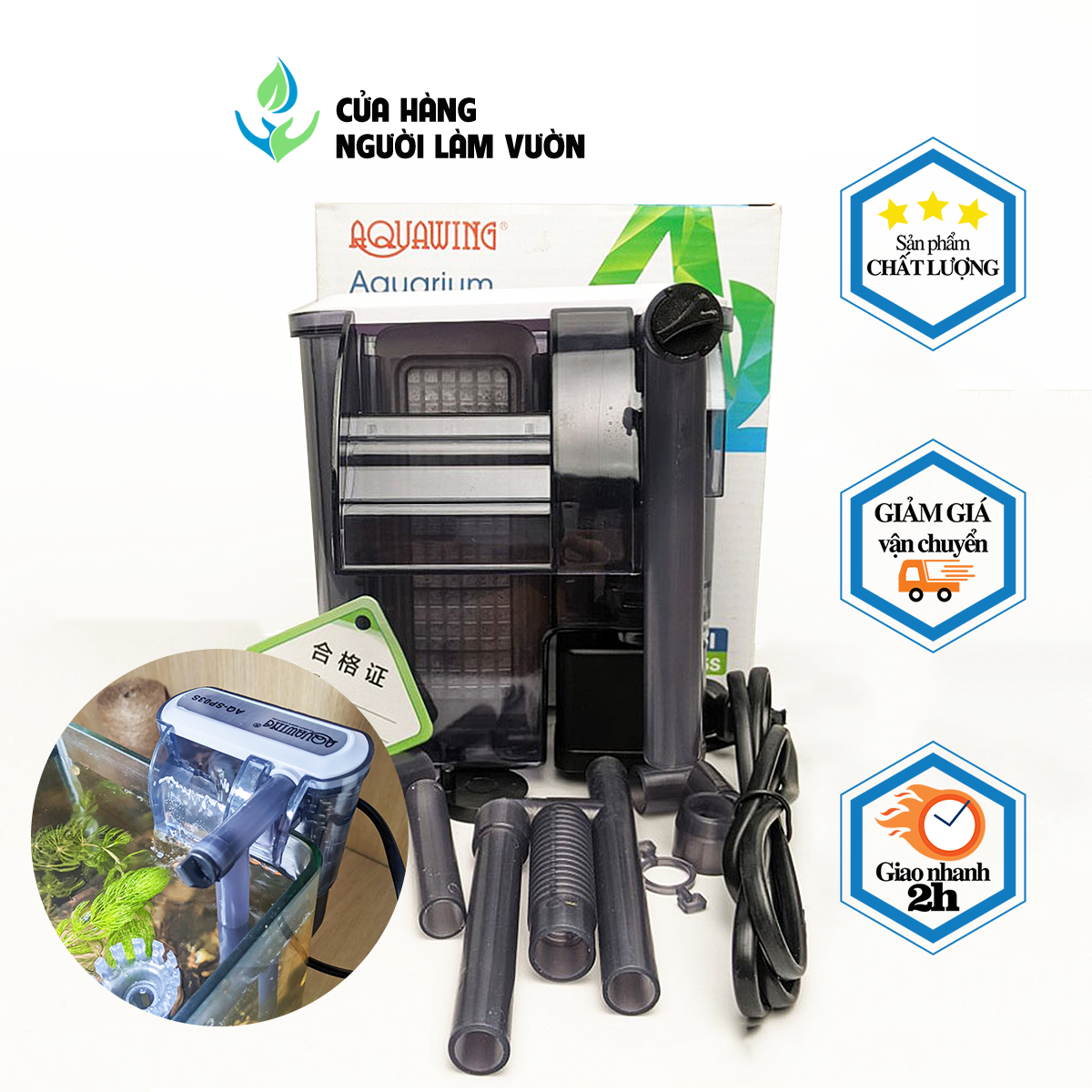 Máy lọc thác hồ cá Aquawings công suất 4w dùng cho hồ cá nhỏ dưới 40cm model SP-05S