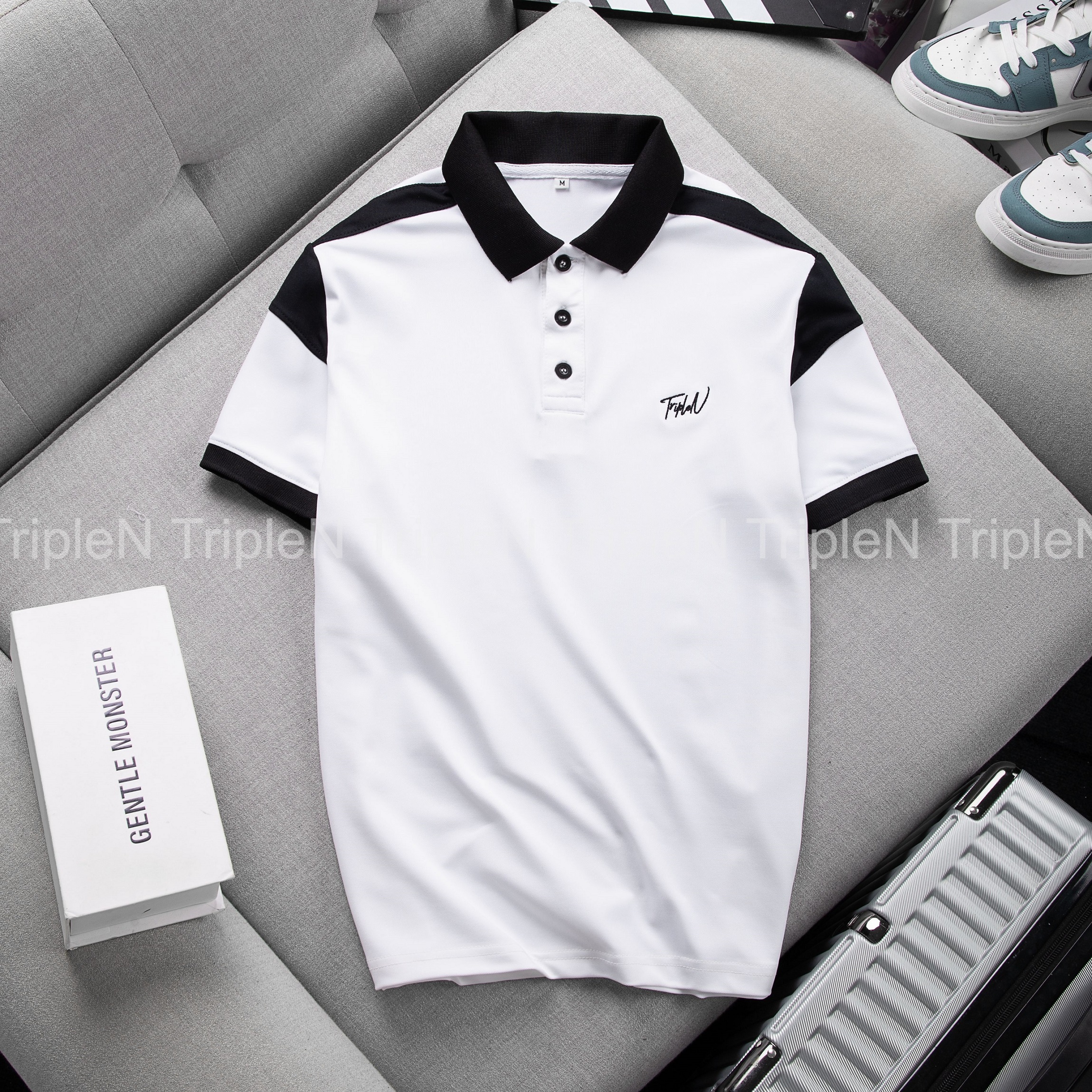 Áo Polo Nam TripleN Phối Thêu Hoặc Không Thêu Chất Vải Cá Sấu Cotton Co Dãn 4 Chiều Cao Cấp - 1