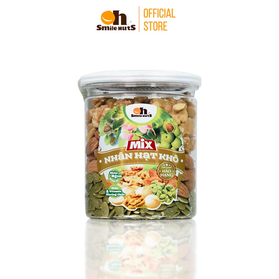 [255g/hộp] mix nhân hạt khô (gồm nhân bí xanh, nhân hạt óc chó, hạnh nhân tách vỏ nướng)