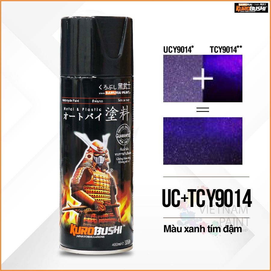 Combo sơn xịt samurai kurobushi - màu tím đậm yamaha uc+ tc y9014 chuyên dùng cho xe máy