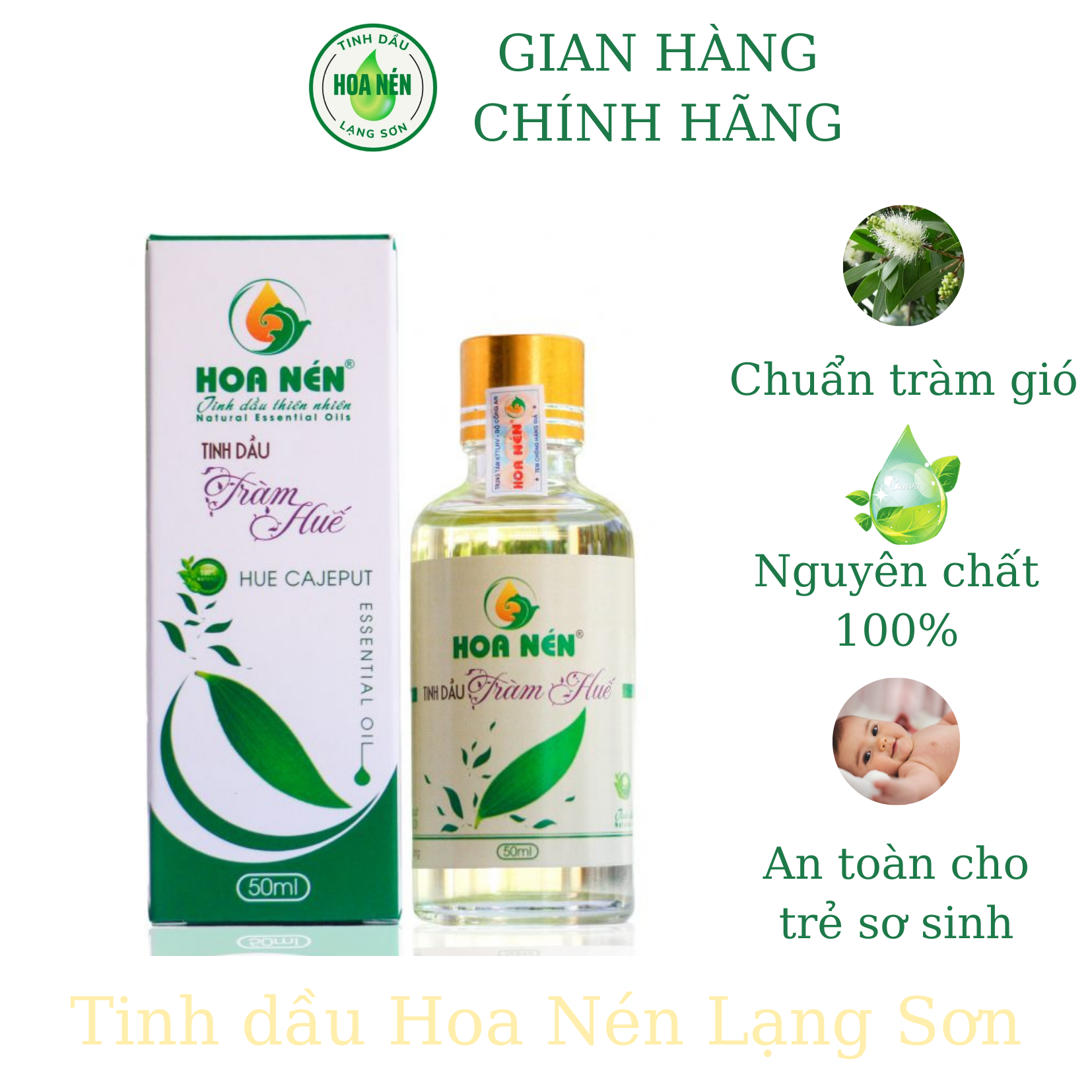 Tinh dầu tràm Hoa Nén 50ml - Tinh dầu cho trẻ sơ sinh