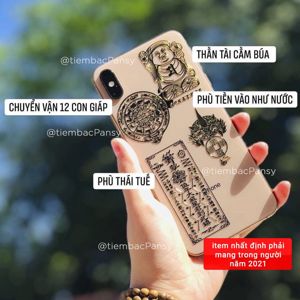 Linh phù dán điện thoại ý nghĩa may mắn, tài lộc, thỉnh thần tài giúp đỡ làm ăn, tình duyên thuận lợi