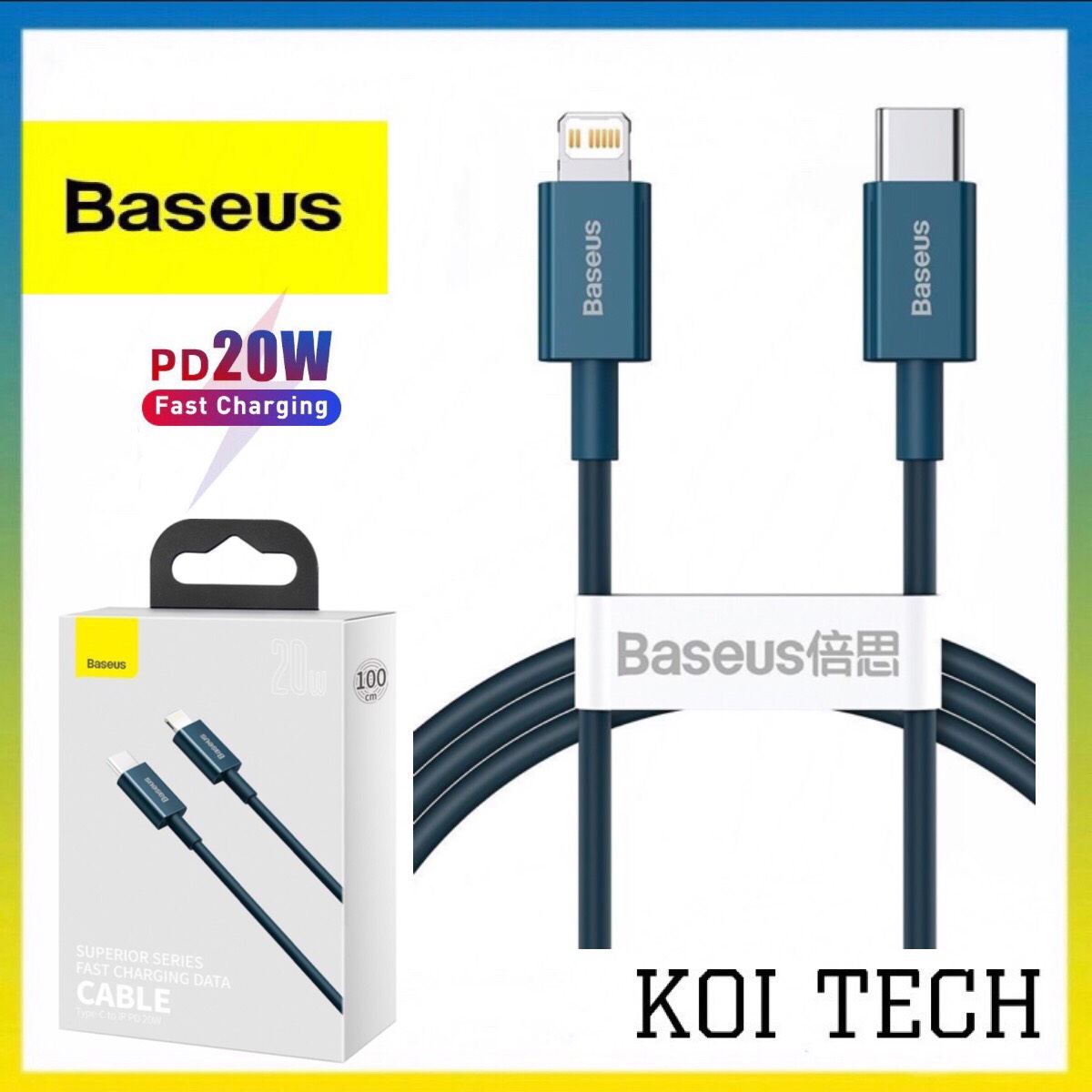 Cáp sạc nhanh iphone pd 20w Baseus type c to lightning - dây sạc cao cấp cho iphone 12 ipad - KOI TECH