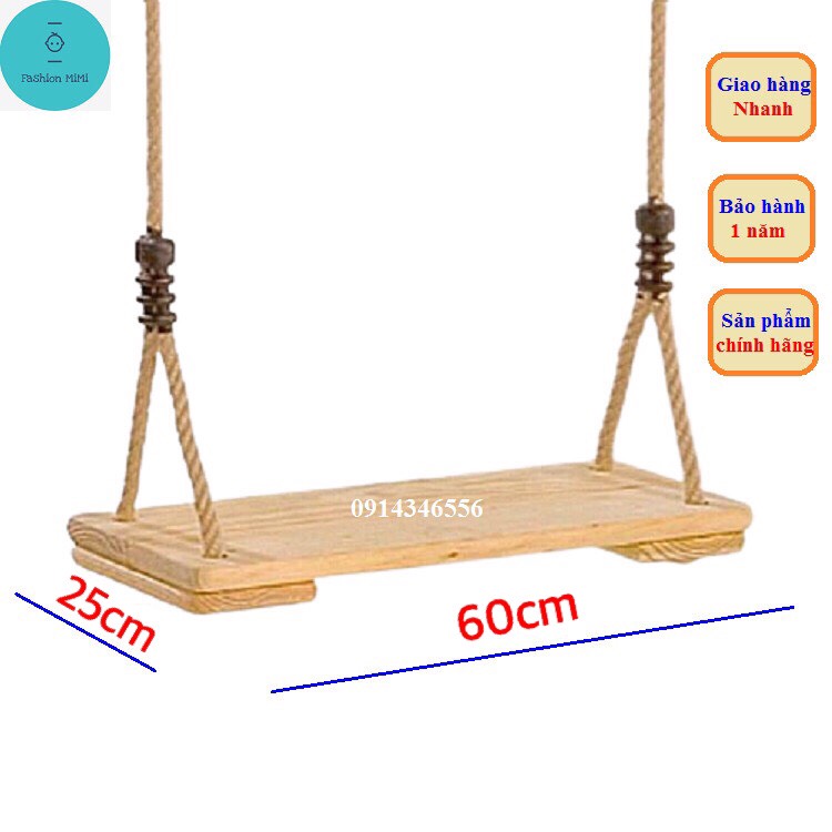 Xích Đu Sân Vườn gỗ tràm tự nhiên nguyên khối 60x25