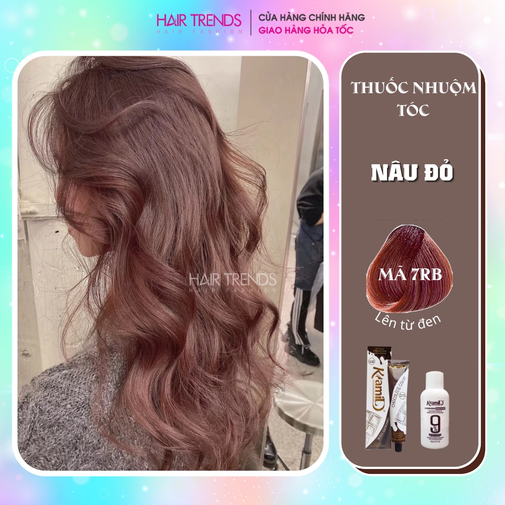 Thuốc nhuộm tóc màu NÂU ĐỎ tặng kèm trợ dưỡng oxy 100ml-hairtrends shop